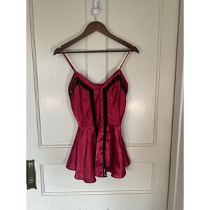 Vintage Victoria's Secret Lingerie Top Womens Size Medium Red Black Romantic